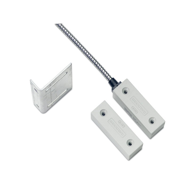 Contact magnétique de sécurité en saillie NF A2P Type 3 avec câble blindé sous gaine métallique