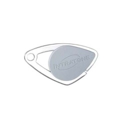 BADGE 13.56MHZ MIFARE ÉLECTRONIQUE - INSERT INOX GRAVÉ - GRIS