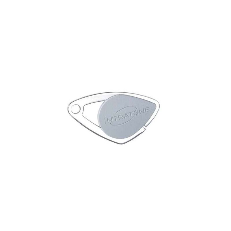 BADGE 13.56MHZ MIFARE ÉLECTRONIQUE - INSERT INOX GRAVÉ - GRIS