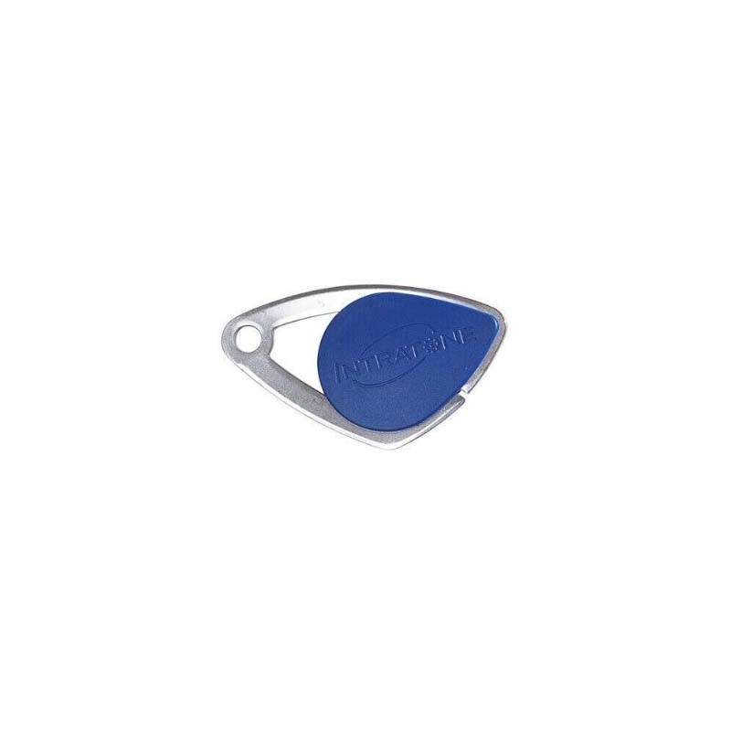 BADGE 13.56MHZ MIFARE ÉLECTRONIQUE - INSERT INOX GRAVÉ - BLEU