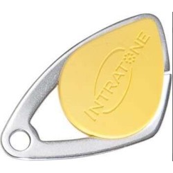 BADGE 13.56MHZ ÉLECTRONIQUE MIFARE - INSERT INOX GRAVÉ - JAUNE