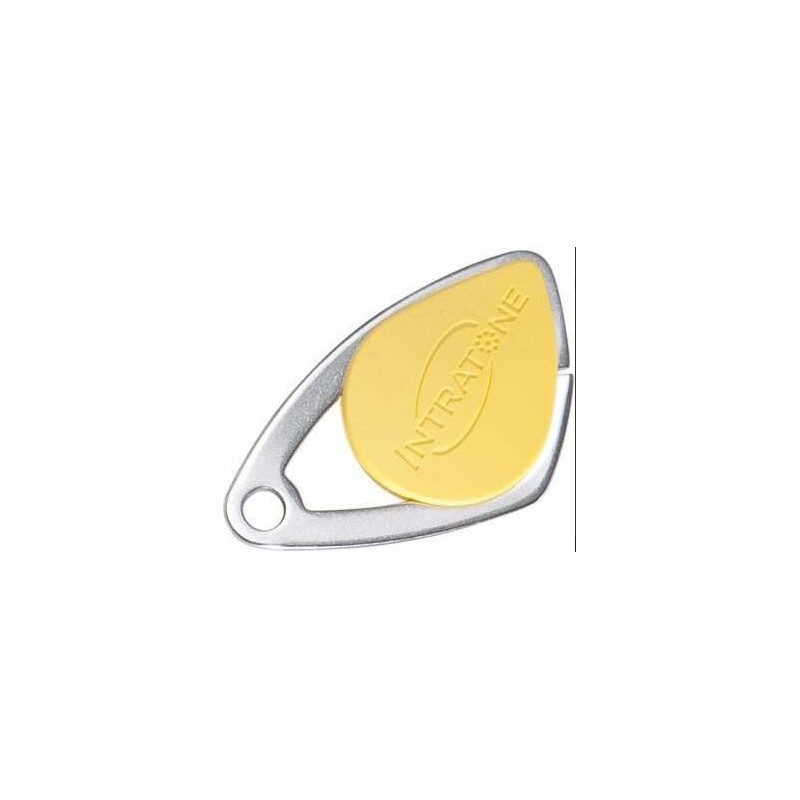 BADGE 13.56MHZ ÉLECTRONIQUE MIFARE - INSERT INOX GRAVÉ - JAUNE